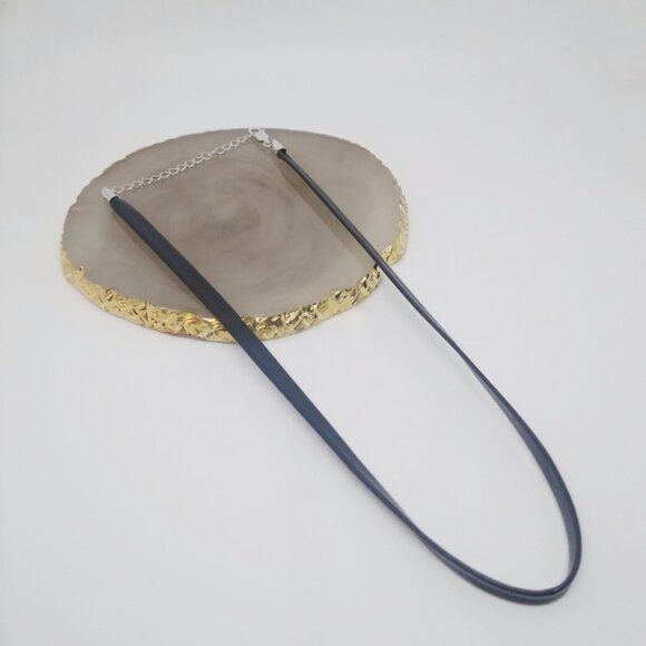 NEW Black Leather Thin Choker Necklace - Picture 2 of 5